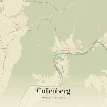 Vintage map of Collenberg, Germany.