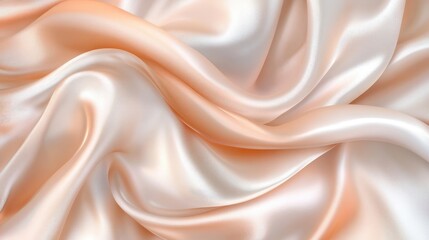 Light pale tender peach pink beige white silk satin fabric. Elegant luxury abstract background for design. Color gradient. Lines. Curtain. Drapery. Soft folds. Gentle. Template. Baby birthday, newborn
