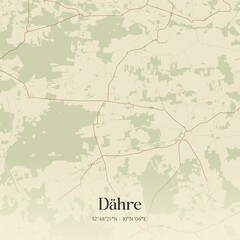 Vintage map of Dahre, Germany.