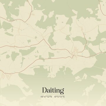 Vintage map of Daiting, Germany.