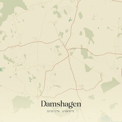 Vintage map of Damshagen, Germany.