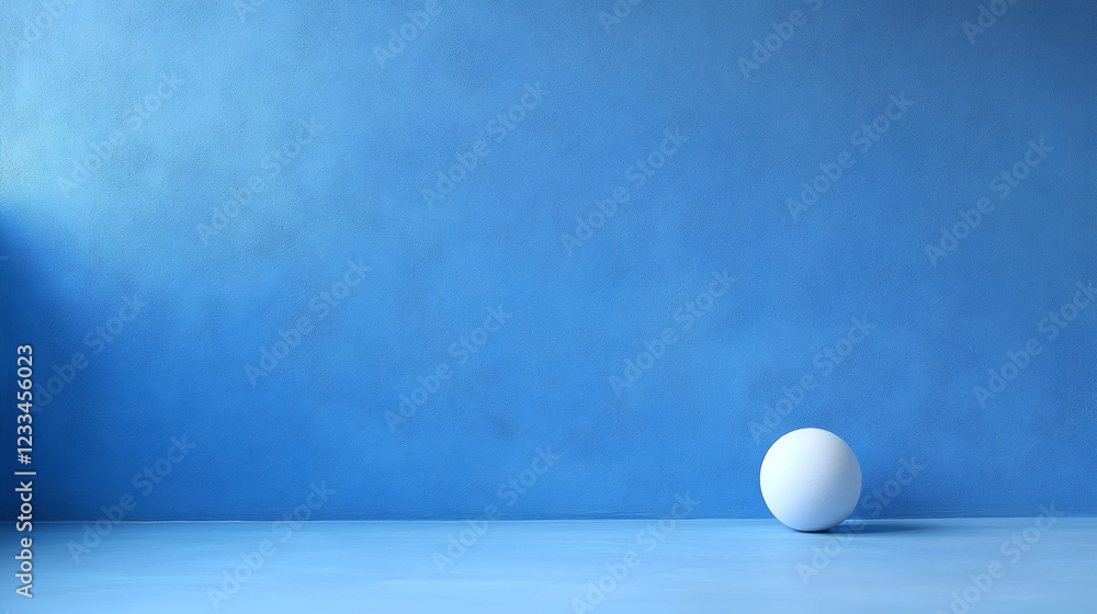 Poster a simple white sphere rests against a smooth, blue background, creating a minimalist and serene aest