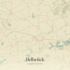 Fototapeta premium Vintage map of Delbruck, Germany.