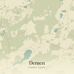 Vintage map of Demen, Germany.