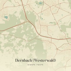 Vintage map of Dernbach (Westerwald), Germany.