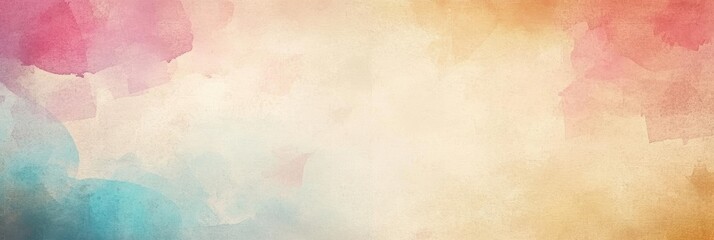 Obraz premium Abstract watercolor background, pastel colors, soft gradient, pink to blue transition, dreamy atmosphere, ethereal clouds, vibrant hues, blended textures, delicate brushstrokes, misty effect, colorful