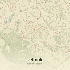 Vintage map of Detmold, Germany.