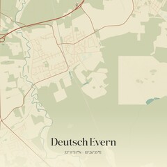 Fototapeta premium Vintage map of Deutsch Evern, Germany.