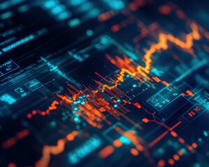 Fototapeta premium Abstract Digital Data Visualization Representing Financial Trends and Market Analysis