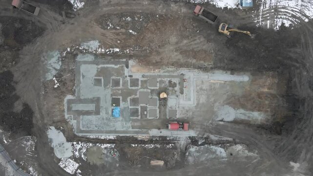 View from above. Construction of a residential microdistrict in the suburbs of Vladivostok.