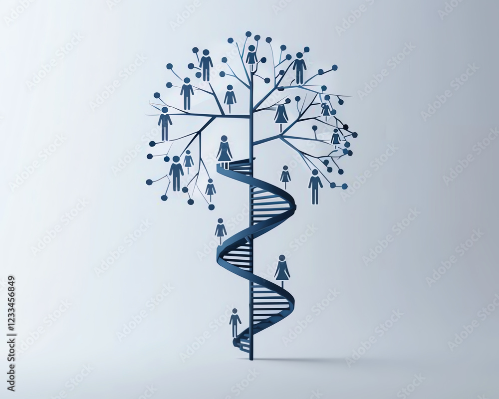 Poster abstract dna tree structure representing human connections and growth in a network design