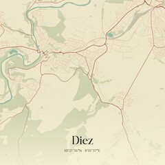 Vintage map of Diez, Germany.