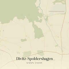 Obraz premium Vintage map of Divitz-Spoldershagen, Germany.