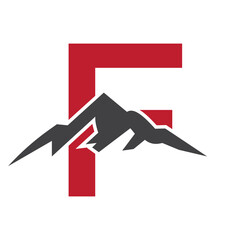 Initial Monogram Letter F Mountain Logo. Explore Mountain Adventure Symbol