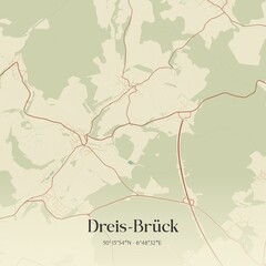 Vintage map of Dreis-Bruck, Germany.