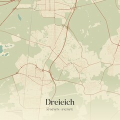 Vintage map of Dreieich, Germany.