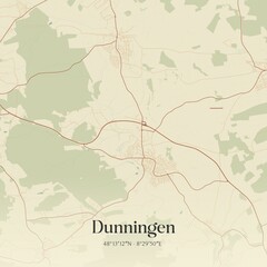 Fototapeta premium Vintage map of Dunningen, Germany.