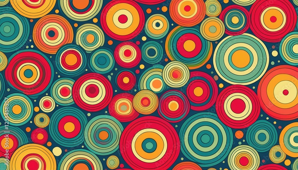 Aufkleber vibrant retro seamless pattern nostalgic circular design evoking a colorful, eclectic atmosphere ide