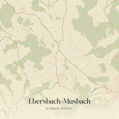 Fototapeta premium Vintage map of Ebersbach-Musbach, Germany.