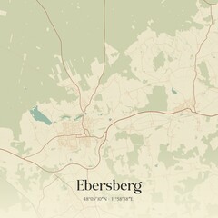 Fototapeta premium Vintage map of Ebersberg, Germany.