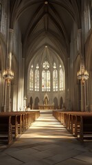 Fototapeta premium Sunlit Cathedral Interior