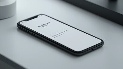 Fototapeta premium Smartphone on white desk with login screen displayed