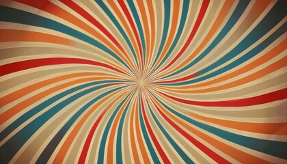 Fototapeta premium Vintage Starburst Sunburst Pattern in a Grunge Textured Backdrop with Retro OrangeRed Palette, Showcasing a Rich Layering of Textures and Colors.