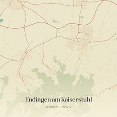Fototapeta premium Vintage map of Endingen am Kaiserstuhl, Germany.