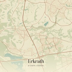 Vintage map of Erkrath, Germany.