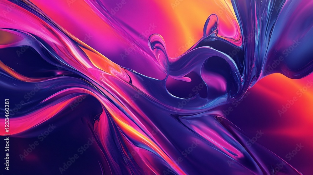 Poster abstract fluid art with vibrant colors and swirling patterns creating a dynamic flow