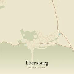 Fototapeta premium Vintage map of Ettersburg, Germany.