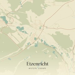 Vintage map of Etzenricht, Germany.