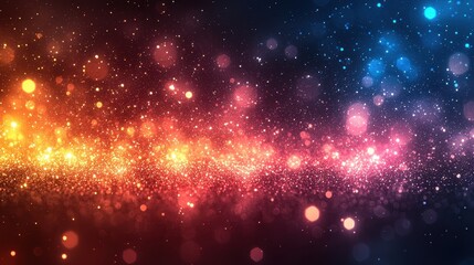 Naklejka premium A vibrant abstract background with colorful bokeh effects and light particles.