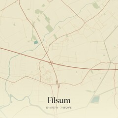 Obraz premium Vintage map of Filsum, Germany.