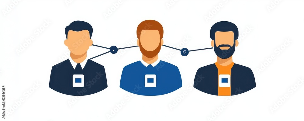 Poster solution ai authentication cybersecurity concept. three illustrated figures showcasing different sty