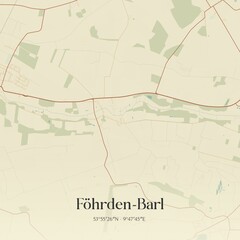Fototapeta premium Vintage map of Fohrden-Barl, Germany.