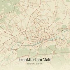 Vintage map of Frankfurt am Main, Germany.