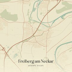 Obraz premium Vintage map of Freiberg am Neckar, Germany.