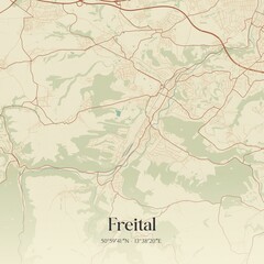 Vintage map of Freital, Germany.