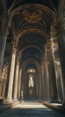 Fototapeta premium Golden-gilded church interior