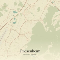 Vintage map of Friesenheim, Germany.