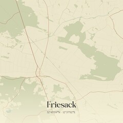 Fototapeta premium Vintage map of Friesack, Germany.