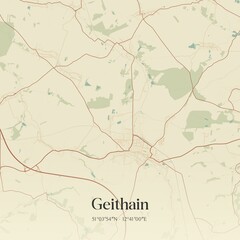 Fototapeta premium Vintage map of Geithain, Germany.