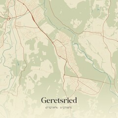 Fototapeta premium Vintage map of Geretsried, Germany.