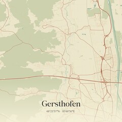 Fototapeta premium Vintage map of Gersthofen, Germany.