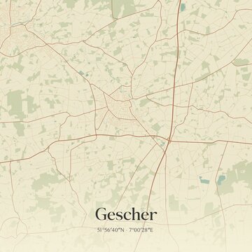 Vintage map of Gescher, Germany.