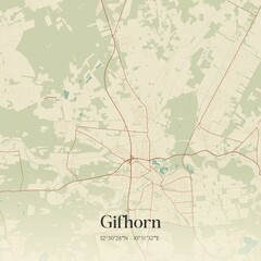 Vintage map of Gifhorn, Germany.