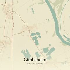 Obraz premium Vintage map of Gimbsheim, Germany.
