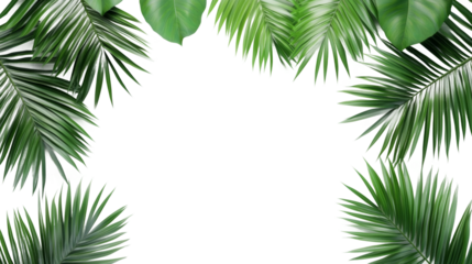 Lush tropical leaves framing a nature concept transparent design vibrant greenery environment