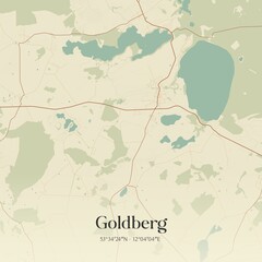 Vintage map of Goldberg, Germany.